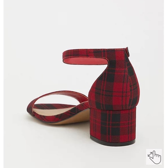 TORRID RED PLAID ANKLE STRAP BLOCK HEEL SIZE 11.5 - Picture 2 of 9